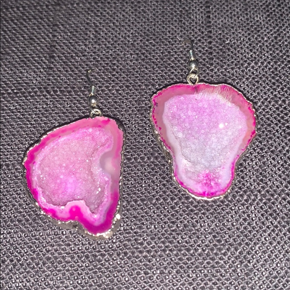 Pink Geode Earrings